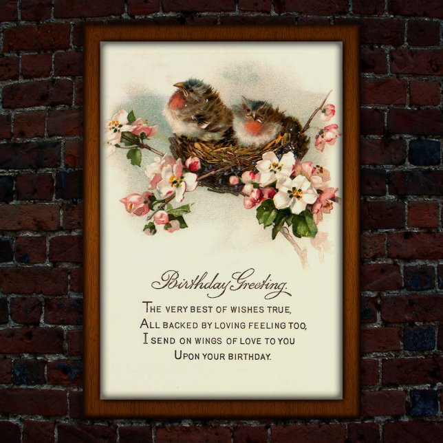 Vintage 1917 Nesting Birds Birthday  Poster (Creator Uploaded)