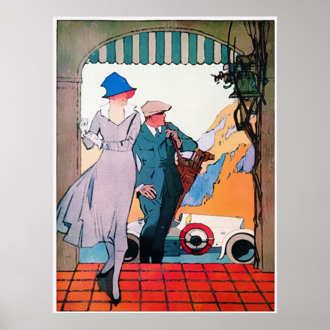 Vintage 1918 Golf Watercolour Print (Front)