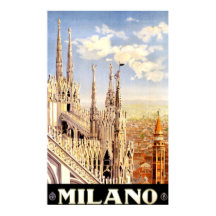 Vintage 1920 Duomo di Milano Italy Travel Poster