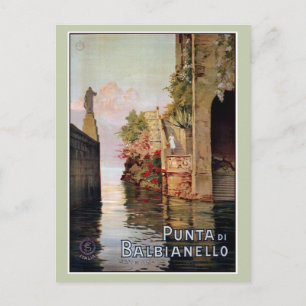 Vintage 1920 Lake Como Lenno Italian travel advert Postcard