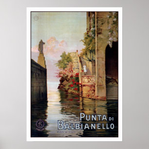 Vintage 1920 Lake Como Lenno Italian travel advert Poster