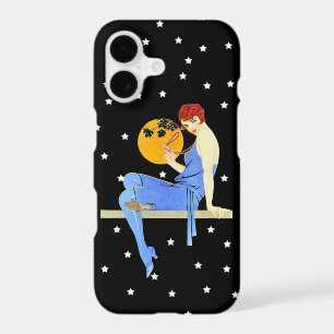Vintage 1920’s Flapper Lady Moon Stars Red Hair
