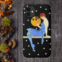Vintage 1920’s Flapper Lady Moon Stars Red Hair