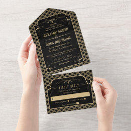 Vintage 1920's Art Deco Gatsby Wedding Collection All In One Invitation