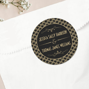 Vintage 1920's Art Deco Gatsby Wedding Collection Classic Round Sticker