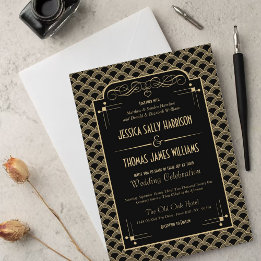 Vintage 1920's Art Deco Gatsby Wedding Collection Invitation