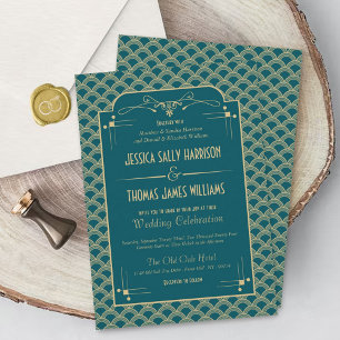 Vintage 1920's Art Deco Gatsby Wedding Collection Invitation