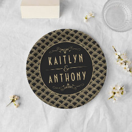 Vintage 1920's Art Deco Gatsby Wedding Collection Paper Plate