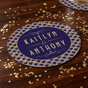 Vintage 1920's Art Deco Gatsby Wedding Collection Round Paper Coaster