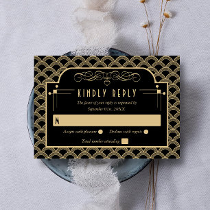 Vintage 1920's Art Deco Gatsby Wedding Collection RSVP Card