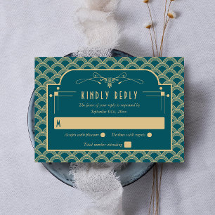 Vintage 1920's Art Deco Gatsby Wedding Collection RSVP Card