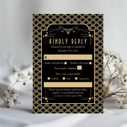 Vintage 1920's Art Deco Gatsby Wedding Collection RSVP Card