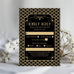 Vintage 1920's Art Deco Gatsby Wedding Collection RSVP Card