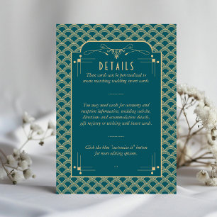 Vintage 1920's Art Deco Gatsby Wedding Detail Enclosure Card