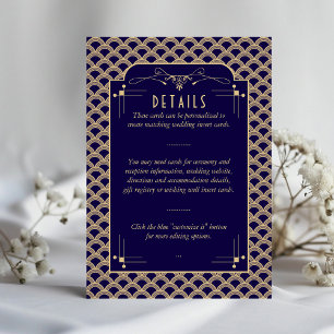 Vintage 1920's Art Deco Gatsby Wedding Detail Enclosure Card