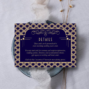 Vintage 1920's Art Deco Gatsby Wedding Detail Enclosure Card