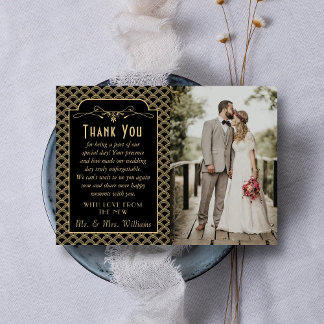 Vintage 1920's Art Deco Gatsby Wedding Photo Thank You Card