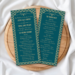 Vintage 1920's Art Deco Gatsby Wedding Program Rack Card