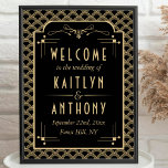 Vintage 1920's Art Deco Gatsby Wedding Welcome Poster<br><div class="desc">Celebrate in style with this vintage 1920's art deco style wedding welcome sign. The example wording is easy to change using the personalise this template section and your dinner guests will be thrilled when they see this fabulous welcome sign. Matching items can be found in the collection.</div>