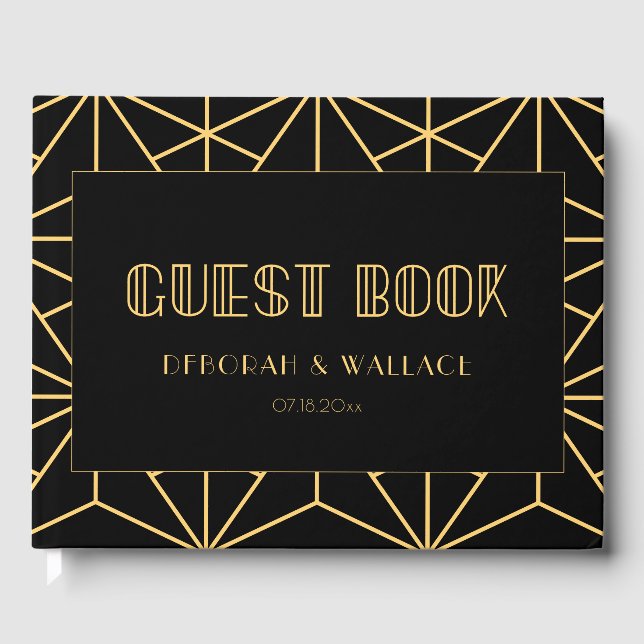 Vintage 1920s art deco geometric wedding guest book (Front)