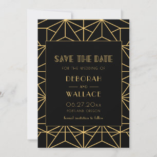 Vintage 1920s art deco geometric wedding save the date