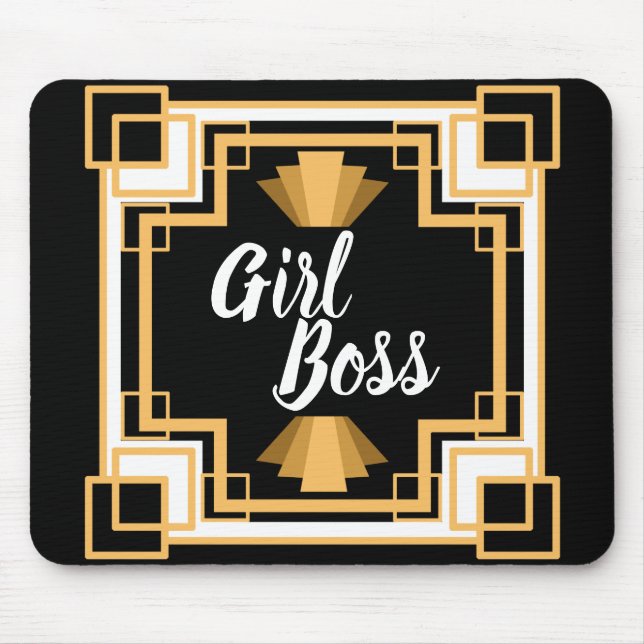 Vintage 1920s Art Deco Girl Boss Mouse Mat (Front)