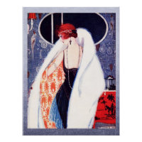 Vintage 1920's Art Deco Lady Poster.