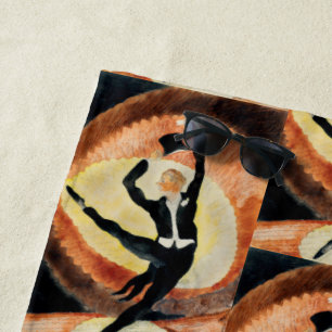 Vintage 1920s Art Deco Male Dancer Top Hat Beach Towel