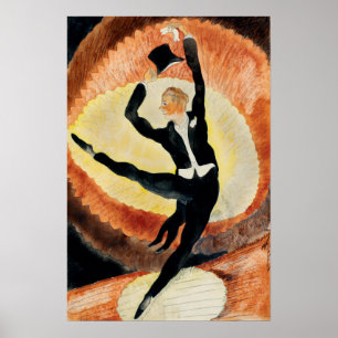 Vintage 1920s Art Deco Male Dancer Top Hat Poster