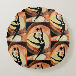 Vintage 1920s Art Deco Male Dancer Top Hat Round Cushion
