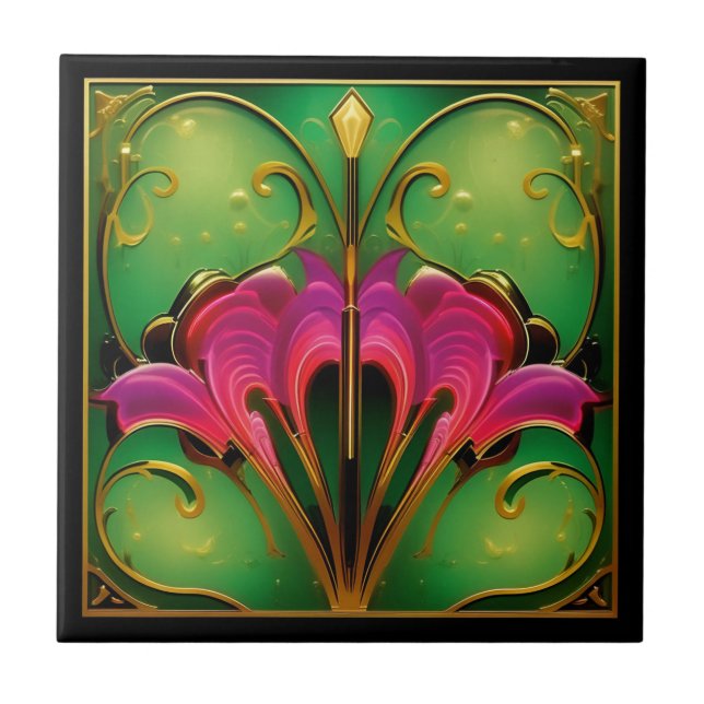 Vintage 1920s Art Deco Reproduction Ceramic Tile (Front)
