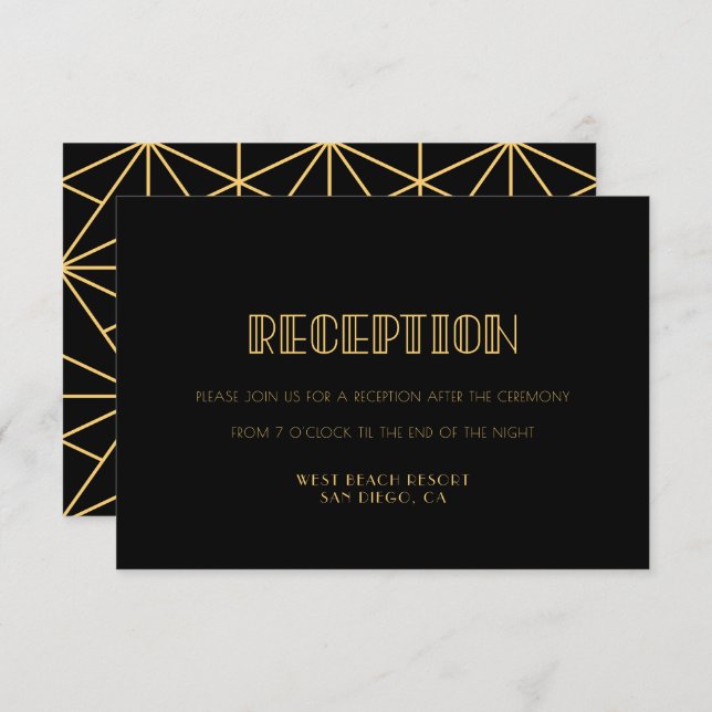Vintage 1920s art deco simple reception card (Front/Back)