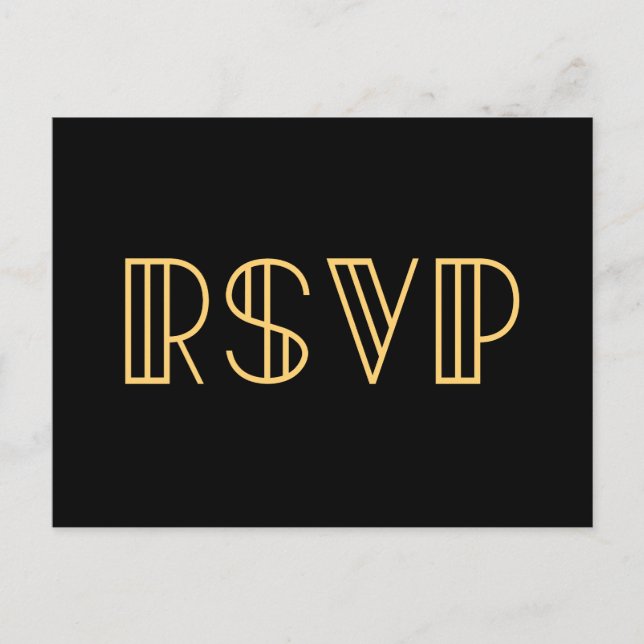 Vintage 1920s art deco simple RSVP Postcard (Front)