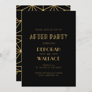 Vintage 1920s art deco simple wedding after party invitation