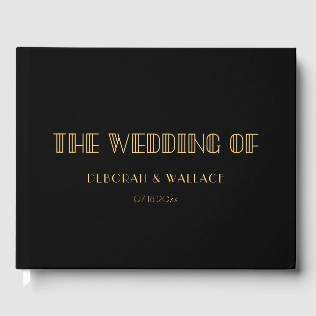 Vintage 1920s art deco simple wedding guest book (Front)