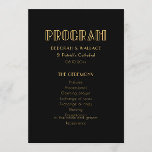 Vintage 1920s art deco simple wedding programme