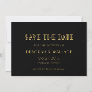 Vintage 1920s art deco simple wedding save the date