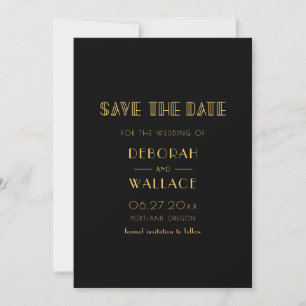 Vintage 1920s art deco simple wedding save the date