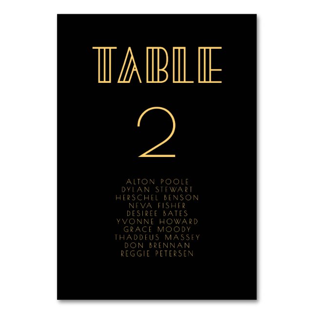 Vintage 1920s art deco wedding seating chart cards (Front)