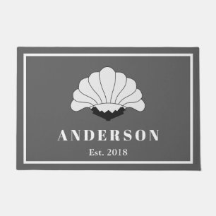 Vintage 1920s Art Deco White Flower Crest Doormat