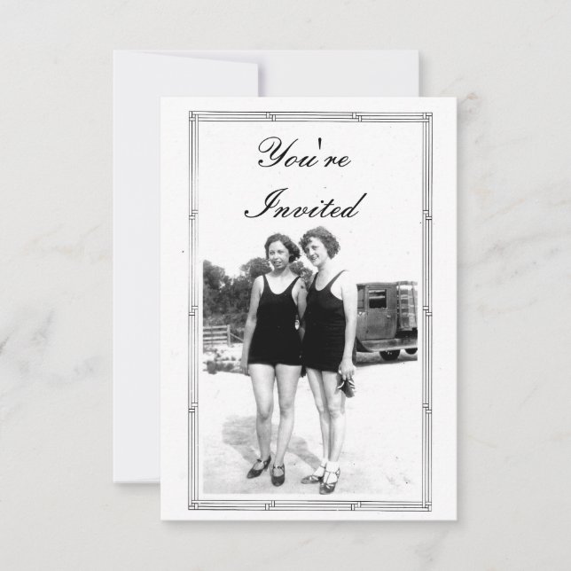 Vintage 1920s Beach Party Invitation (Front)