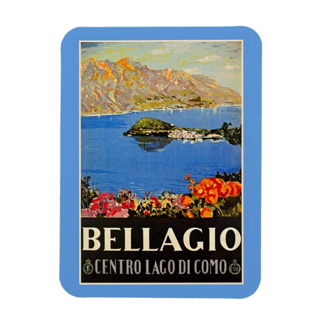 Vintage 1920s Bellagio Italian travel advert Magnet (Vertical)