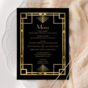 Vintage 1920s Black Gold Deco Frame Wedding Menu