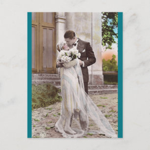 Vintage 1920s Bride and Groom Photo Postcard