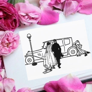 Vintage 1920s Bride & Groom Wedding Postcard