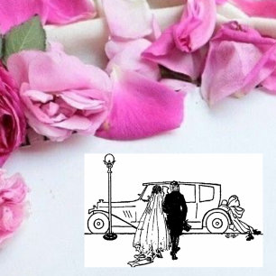 Vintage 1920s Bride & Groom Wedding Self-inking Stamp