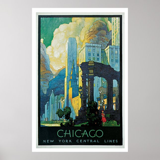 Vintage 1920s Chicago city travel ad Poster (Front)