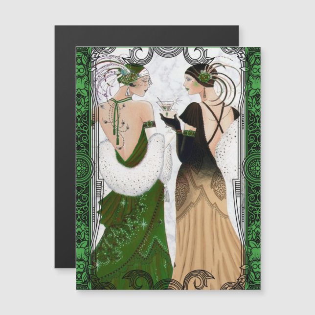 Vintage 1920s Christmas Martini Flapper Ladies (Front/Back)