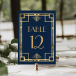 Vintage 1920s Deco Frame Navy Blue Gold Wedding Table Number<br><div class="desc">This elegant vintage-inspired wedding table number card features a gold faux foil geometric deco border on a navy blue background. The word "table" appears in decorative gold-coloured 1920s-style font. (Edit the table number separately for each individual card.)</div>