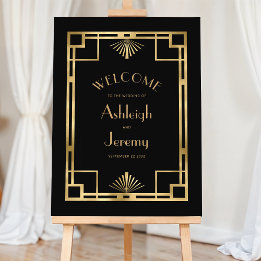 Vintage 1920s Deco Gold Frame Black Wedding